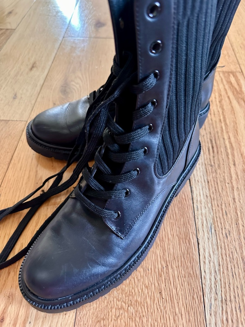 Sam Edelman Black Lace-Up Combat Boots - Picture 9 of 10